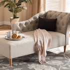 Baxton Studio Emeline Modern and Contemporary Beige Fabric Upholstered Oak Finished Chaise Lounge