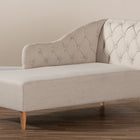 Baxton Studio Emeline Modern and Contemporary Beige Fabric Upholstered Oak Finished Chaise Lounge