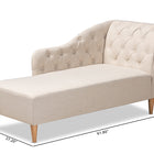 Baxton Studio Emeline Modern and Contemporary Beige Fabric Upholstered Oak Finished Chaise Lounge