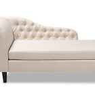 Baxton Studio Florent Modern and Contemporary Beige Fabric Upholstered Black Finished Chaise Lounge