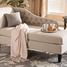 Baxton Studio Florent Modern and Contemporary Beige Fabric Upholstered Black Finished Chaise Lounge