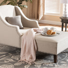 Baxton Studio Leonie Modern and Contemporary Beige Fabric Upholstered Wenge Brown Finished Chaise Lounge
