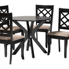 Baxton Studio Jana Modern Sand Fabric and Espresso Brown Wood 5-Piece Dining Set