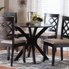 Baxton Studio Jana Modern Sand Fabric and Espresso Brown Wood 5-Piece Dining Set