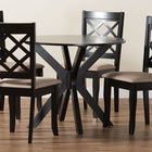 Baxton Studio Jana Modern Sand Fabric and Espresso Brown Wood 5-Piece Dining Set