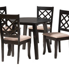 Baxton Studio Lexi Modern Beige Fabric and Dark Brown Finished Wood 5-Piece Dining Set