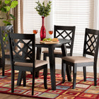 Baxton Studio Lexi Modern Beige Fabric and Dark Brown Finished Wood 5-Piece Dining Set