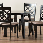 Baxton Studio Lexi Modern Beige Fabric and Dark Brown Finished Wood 5-Piece Dining Set