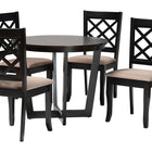 Baxton Studio Selby Modern Sand Fabric and Dark Brown Wood 5-Piece Dining Set