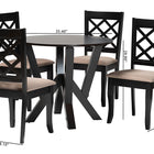 Baxton Studio Adina Modern Sand Fabric and Dark Brown Wood 5-Piece Dining Set