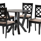 Baxton Studio Adina Modern Sand Fabric and Dark Brown Wood 5-Piece Dining Set