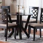Baxton Studio Adina Modern Sand Fabric and Dark Brown Wood 5-Piece Dining Set