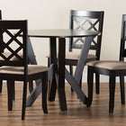 Baxton Studio Adina Modern Sand Fabric and Dark Brown Wood 5-Piece Dining Set