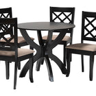 Baxton Studio Savina Modern Sand Fabric and Dark Brown Wood 5-Piece Dining Set
