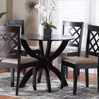 Baxton Studio Savina Modern Sand Fabric and Dark Brown Wood 5-Piece Dining Set