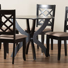 Baxton Studio Savina Modern Sand Fabric and Dark Brown Wood 5-Piece Dining Set