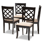 Baxton Studio Verner Modern and Contemporary Sand Fabric Upholstered Espresso Brown Finished Wood Dining Chair Set of 4
