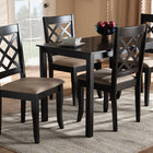 Baxton Studio Verner Modern and Contemporary Sand Fabric Upholstered Espresso Brown Finished 5-Piece Wood Dining Set