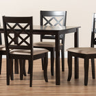 Baxton Studio Verner Modern and Contemporary Sand Fabric Upholstered Espresso Brown Finished 5-Piece Wood Dining Set