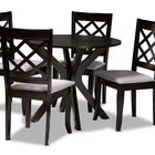 Baxton Studio Jana Modern and Contemporary Grey Fabric Upholstered and Dark Brown Finished Wood 5-Piece Dining Set