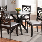 Baxton Studio Jana Modern and Contemporary Grey Fabric Upholstered and Dark Brown Finished Wood 5-Piece Dining Set