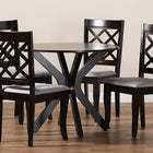 Baxton Studio Jana Modern and Contemporary Grey Fabric Upholstered and Dark Brown Finished Wood 5-Piece Dining Set