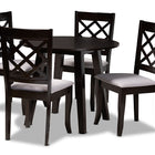 Baxton Studio Daisy Modern and Contemporary Grey Fabric Upholstered and Dark Brown Finished Wood 5-Piece Dining Set