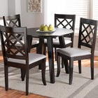 Baxton Studio Daisy Modern and Contemporary Grey Fabric Upholstered and Dark Brown Finished Wood 5-Piece Dining Set