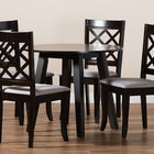 Baxton Studio Daisy Modern and Contemporary Grey Fabric Upholstered and Dark Brown Finished Wood 5-Piece Dining Set