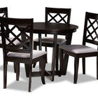 Baxton Studio Selby Modern and Contemporary Grey Fabric Upholstered and Dark Brown Finished Wood 5-Piece Dining Set