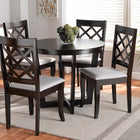 Baxton Studio Selby Modern and Contemporary Grey Fabric Upholstered and Dark Brown Finished Wood 5-Piece Dining Set