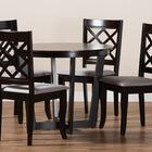 Baxton Studio Selby Modern and Contemporary Grey Fabric Upholstered and Dark Brown Finished Wood 5-Piece Dining Set