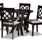 Baxton Studio Adina Modern and Contemporary Grey Fabric Upholstered and Dark Brown Finished Wood 5-Piece Dining Set