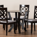 Baxton Studio Adina Modern and Contemporary Grey Fabric Upholstered and Dark Brown Finished Wood 5-Piece Dining Set