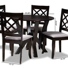 Baxton Studio Adina Modern and Contemporary Grey Fabric Upholstered and Dark Brown Finished Wood 5-Piece Dining Set