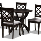 Baxton Studio Savina Modern and Contemporary Grey Fabric Upholstered and Dark Brown Finished Wood 5-Piece Dining Set