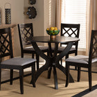 Baxton Studio Savina Modern and Contemporary Grey Fabric Upholstered and Dark Brown Finished Wood 5-Piece Dining Set