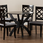 Baxton Studio Savina Modern and Contemporary Grey Fabric Upholstered and Dark Brown Finished Wood 5-Piece Dining Set