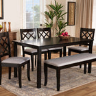 Baxton Studio Andor Modern and Contemporary Grey Fabric Upholstered and Dark Brown Finished Wood 6-Piece Dining Set