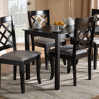 Baxton Studio Verner Modern and Contemporary Grey Fabric Upholstered Espresso Brown Finished 5-Piece Wood Dining Set