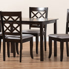 Baxton Studio Verner Modern and Contemporary Grey Fabric Upholstered Espresso Brown Finished 5-Piece Wood Dining Set
