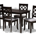 Baxton Studio Verner Modern and Contemporary Grey Fabric Upholstered Espresso Brown Finished 5-Piece Wood Dining Set