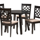Baxton Studio Thea Modern Beige Fabric and Dark Brown Finished Wood 5-Piece Dining Set