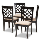 Baxton Studio Mael Modern and Contemporary Sand Fabric Upholstered Espresso Brown Finished Wood Dining Chair Set of 4