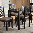 Baxton Studio Mael Modern and Contemporary Sand Fabric Upholstered Espresso Brown Finished 5-Piece Wood Dining Set