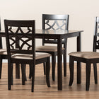 Baxton Studio Mael Modern and Contemporary Sand Fabric Upholstered Espresso Brown Finished 5-Piece Wood Dining Set