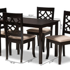 Baxton Studio Mael Modern and Contemporary Sand Fabric Upholstered Espresso Brown Finished 5-Piece Wood Dining Set