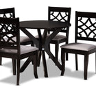 Baxton Studio Elena Modern and Contemporary Grey Fabric Upholstered and Dark Brown Finished Wood 5-Piece Dining Set