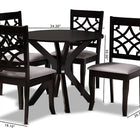 Baxton Studio Elena Modern and Contemporary Grey Fabric Upholstered and Dark Brown Finished Wood 5-Piece Dining Set