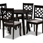 Baxton Studio Mya Modern and Contemporary Grey Fabric Upholstered and Dark Brown Finished Wood 5-Piece Dining Set